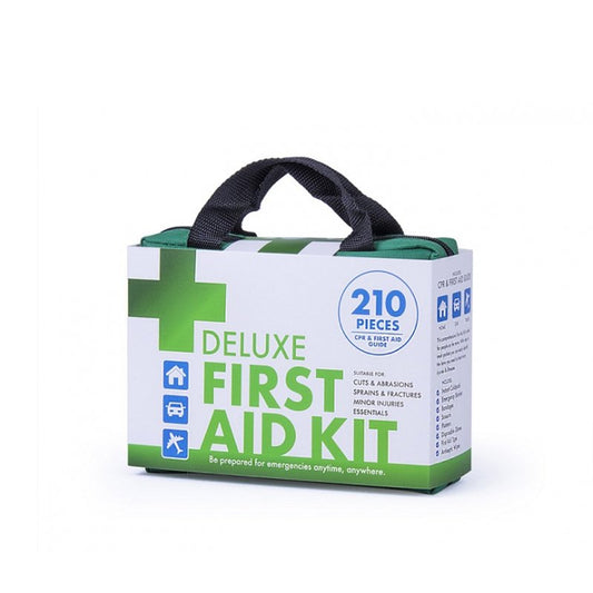 210 piece ARTG approved deluxe first aid kit in portable green carry case