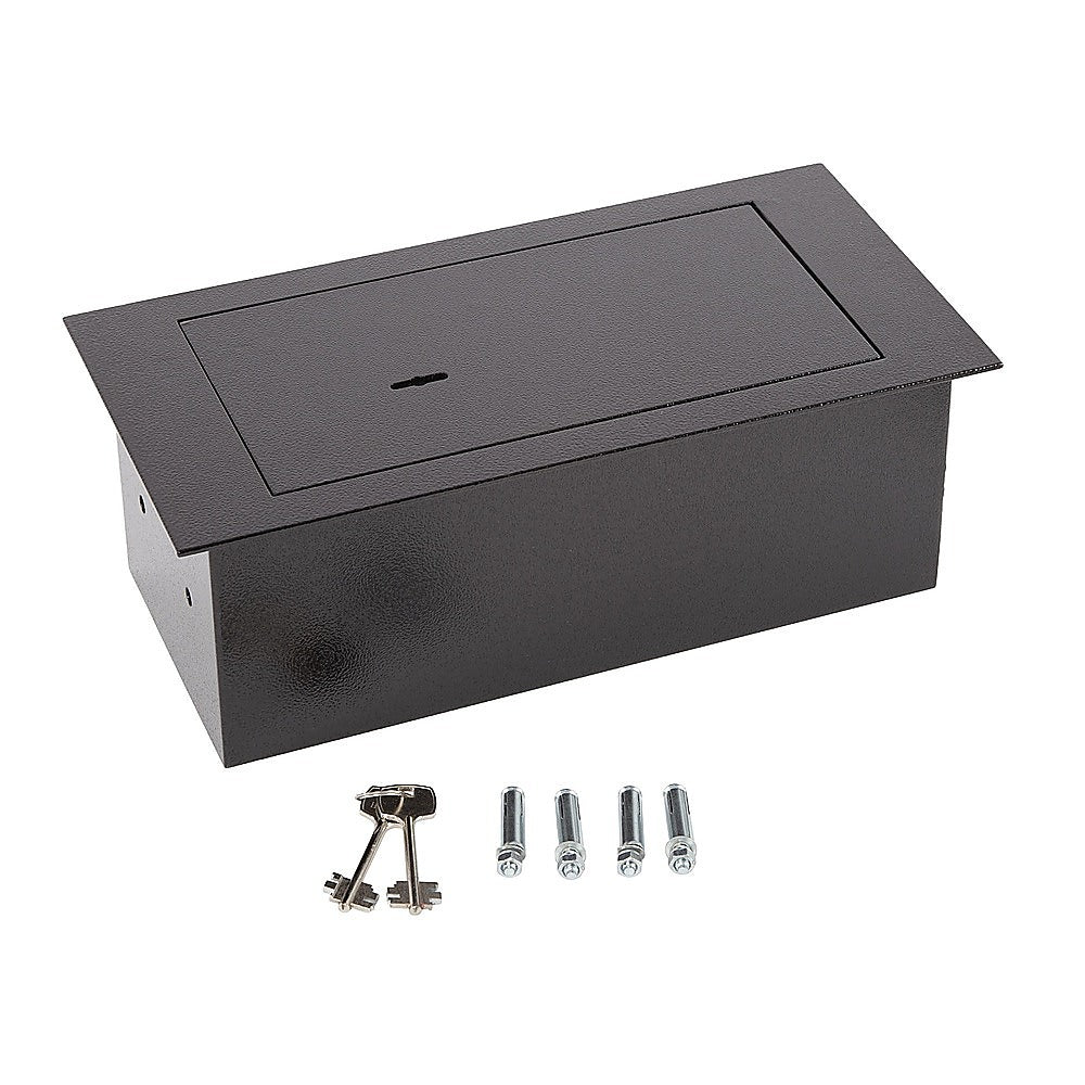 Heavy-duty hidden floor safe with key lock for concealed home security.