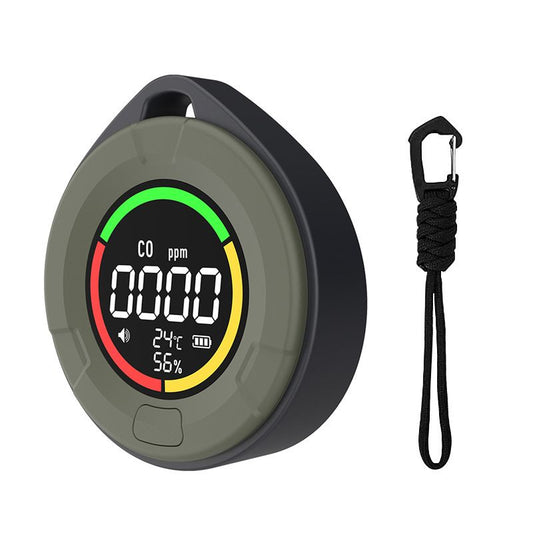 Portable carbon monoxide detector with digital display, carry lanyard and magnetic back