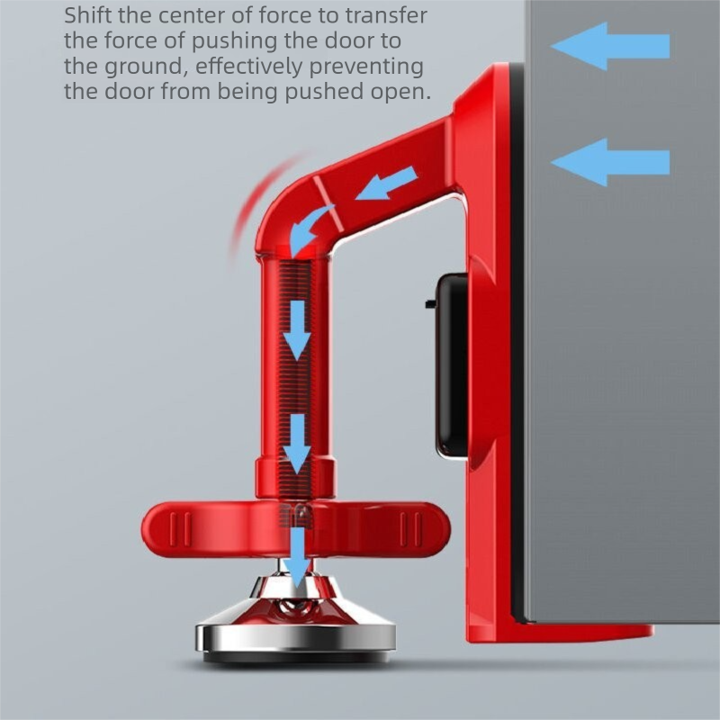 Heavy-duty portable door lock preventing forced entry from outside