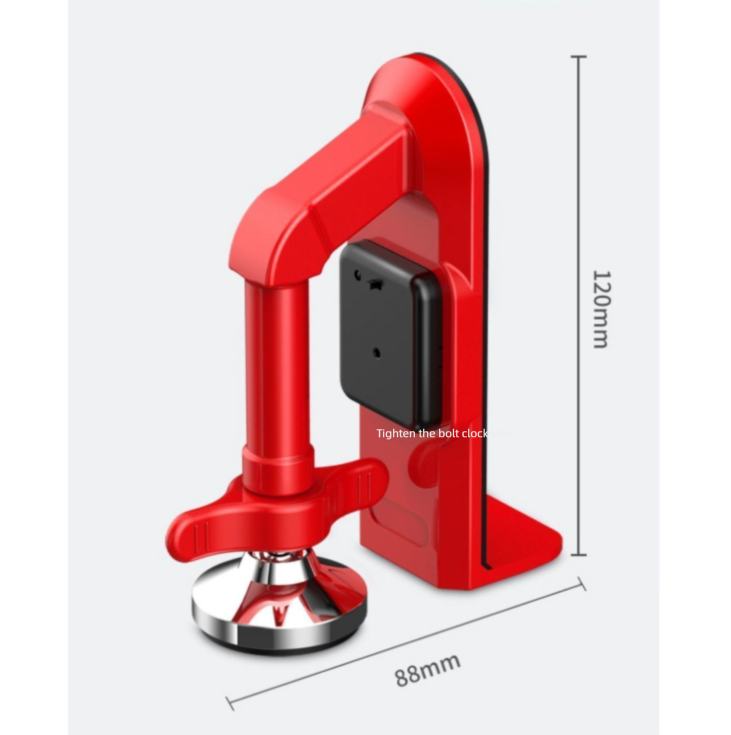 Portable travel door lock with adjustable screw and compact design with measurements and dimensions