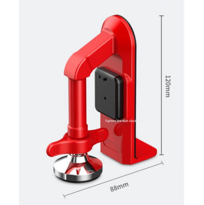 Portable travel door lock with adjustable screw and compact design with measurements and dimensions