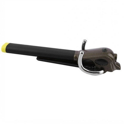 Black and yellow steering wheel lock on a white background