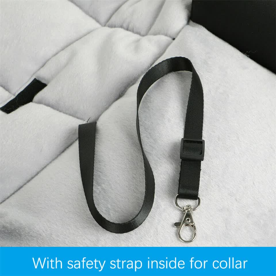 Adjustable safety tether for dog car seat bed