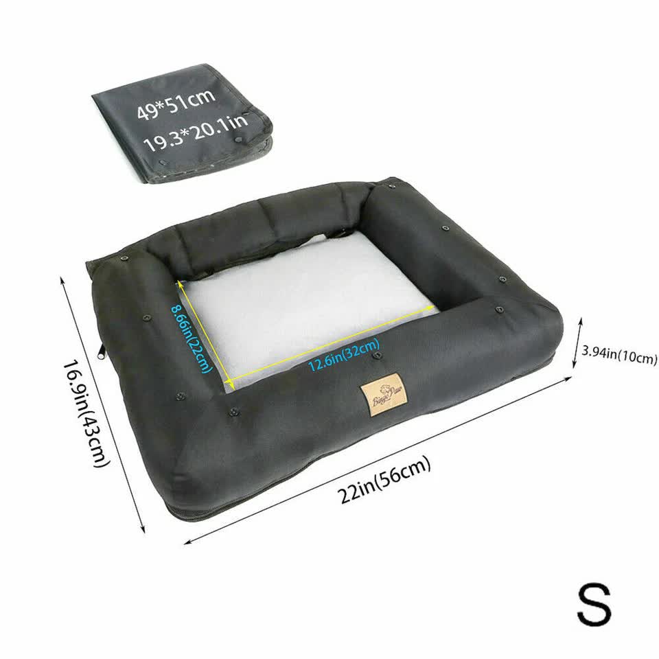 Small waterproof dog car seat bed dimensions 56 x 43 x 10 cm
